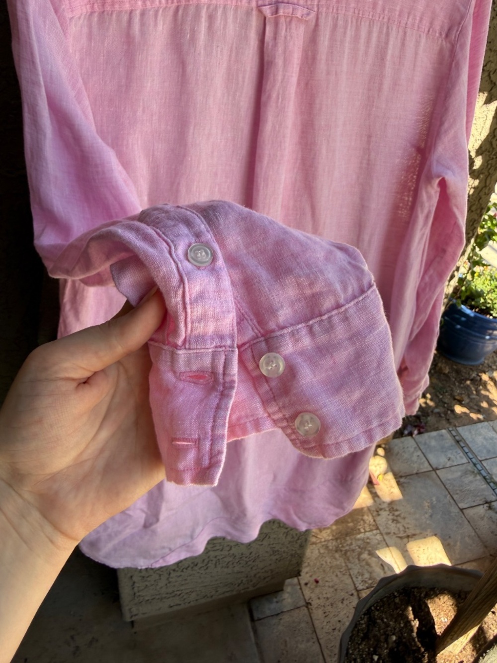 Finley Jenna 100% Linen Pink Layered Ruffle Tunic Shirt Dress Large Made USA - Picture 8 of 15